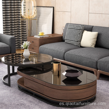 Mesa de centro de muebles de sala de estar de color nogal